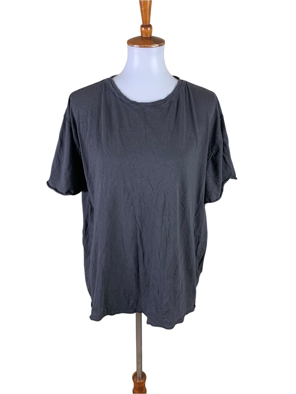 We The Free Free People Gray Oversized Tee S Raw Hem Relaxed Casual Boho